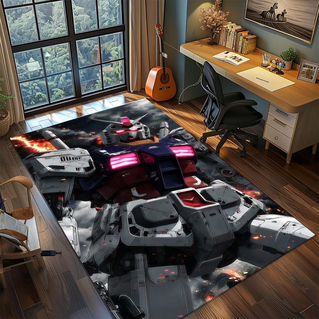Gundam Anime Mecha Robot Rug Carpet Large Area Rug Non Slip Washable Floor Mat Gamer Room Bedroom Home Decor