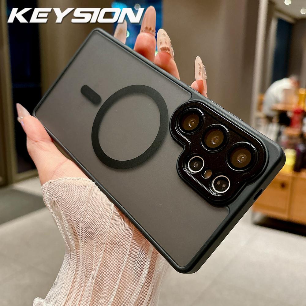 KEYSION Luxury Matte Translucent Magnetic Case for Samsung Galaxy S25 S26 Ultra 5G S26+ S25 FE Shockproof Armor Phone Cover