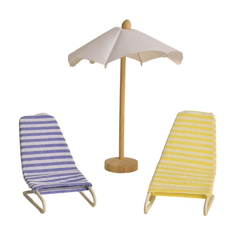 

Doll House Zakka Chair Model Realistic Dollhouses Parasol Chair Realistic Play Chair Realistic 1:12 Model Mini Size Toy синій/жовтий
