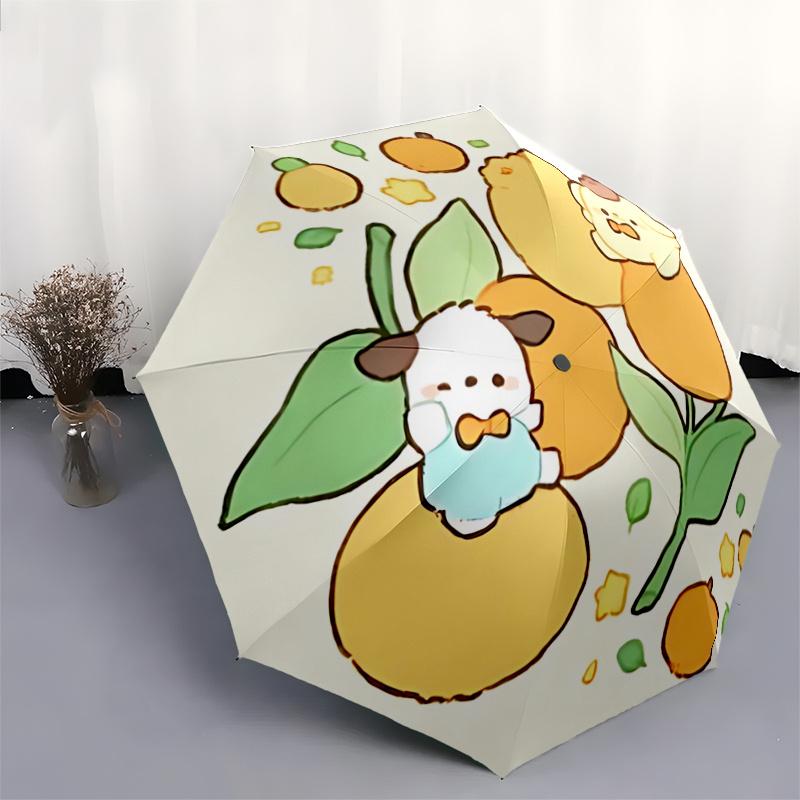 1pc Cute Orange Fruit Print Umbrella - Automatic Opening/Closing, Portable 3-Fold Design, 8-Bone Iron Frame, Outdoor, Festive Gift for Fans, Travelers