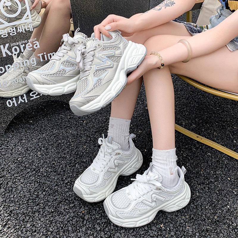 Thin dad shoes for women 2025 summer new versatile thick-soled breathable mesh lightweight casual sports shoes tide