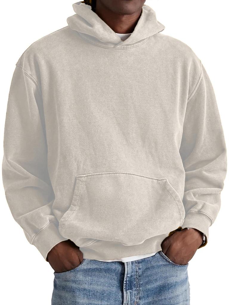 2025 Men's Retro Washed Cotton Hooded Pullover for Autumn/Winter