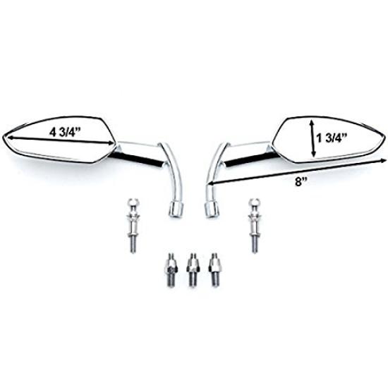 Szmsmy Silver Grim Reaper Universal Custom Motorcycle Mirrors Adapter Mirrors Fit Most and Kawasaki Cruisers - Suzuki, Honda,