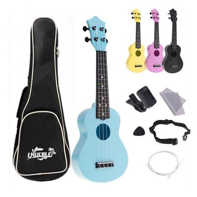 Ukelele Soprano de 4 cuerdas de 21 pulgadas, Kits completos, Guitarra acústica hawaiana, instrumento para niños
