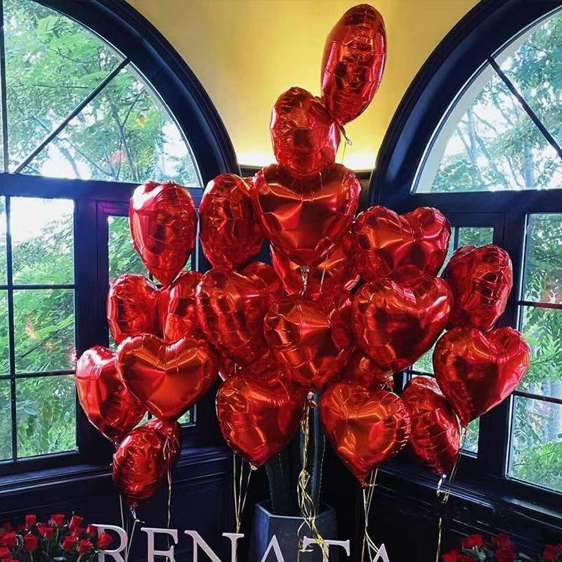 Red Heart Aluminum Foil Balloon - Romantic Photo Props for Proposals and Birthday Decorations