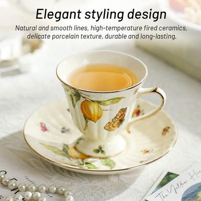 Lemon Teapot Cup And Saucer Coffee Mug Ceramic Dinner Plates Drinkware Retro Coffee Milk Cups for Birthday Wedding Dessert Plate