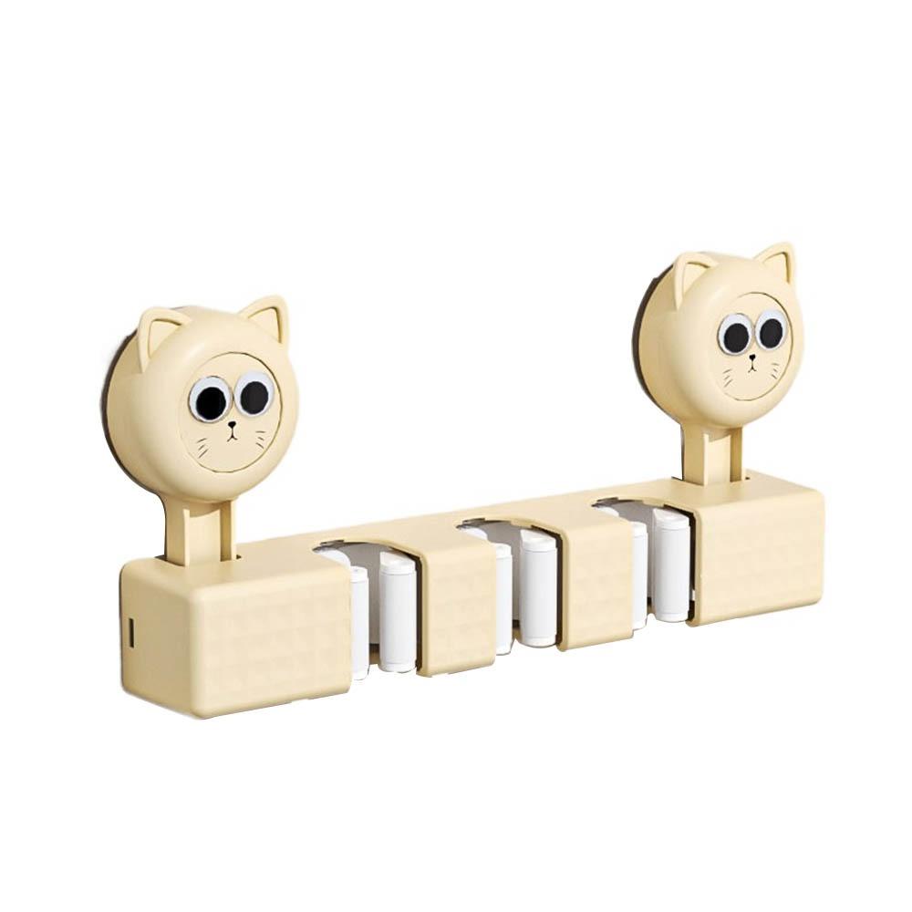 

Plastic Suction Cup Mop Clamp Punch Free Mop Clip Rack Durable Broom Hanger for Home бежевый