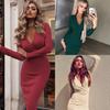 Women's Bodycon Dress Sexy Spring Long Sleeve Bodysuit Dress  Patchwork Dress