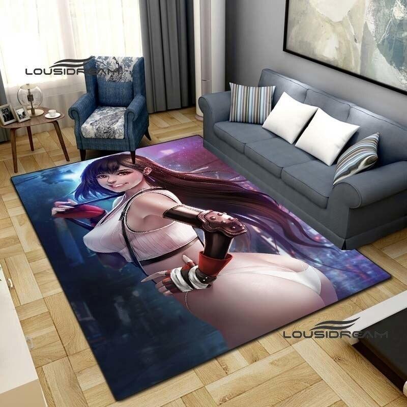 Sexy Tifa Aerith Koberce a Rug anime sexy umění čtvercový obývací pokoj ložnice velká plocha měkký koberec domácí dětský pokoj podlahová rohož