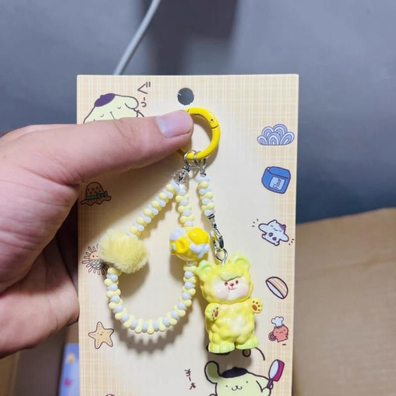 Kawaii Cartoon Doll Keychain Cute  Beaded Keychain Bag Decoration Accessories Universal Mobile Phone Pendant Gifts