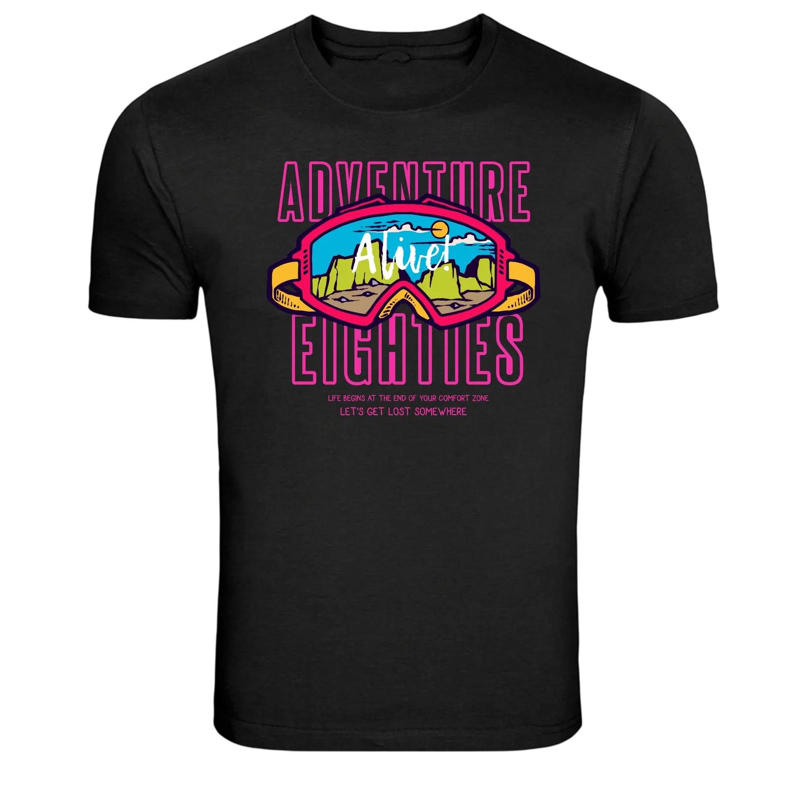 Adventure Awaits Goggles T-Shirt Outdoor Hiking Travel Graphic Tee XL