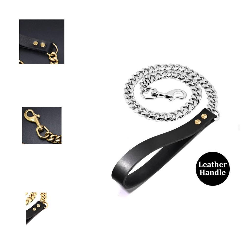 Premium 19mm Sechsseitig Polierter Edelstahl Gold Hundeleine Halsband Für Große Hunde