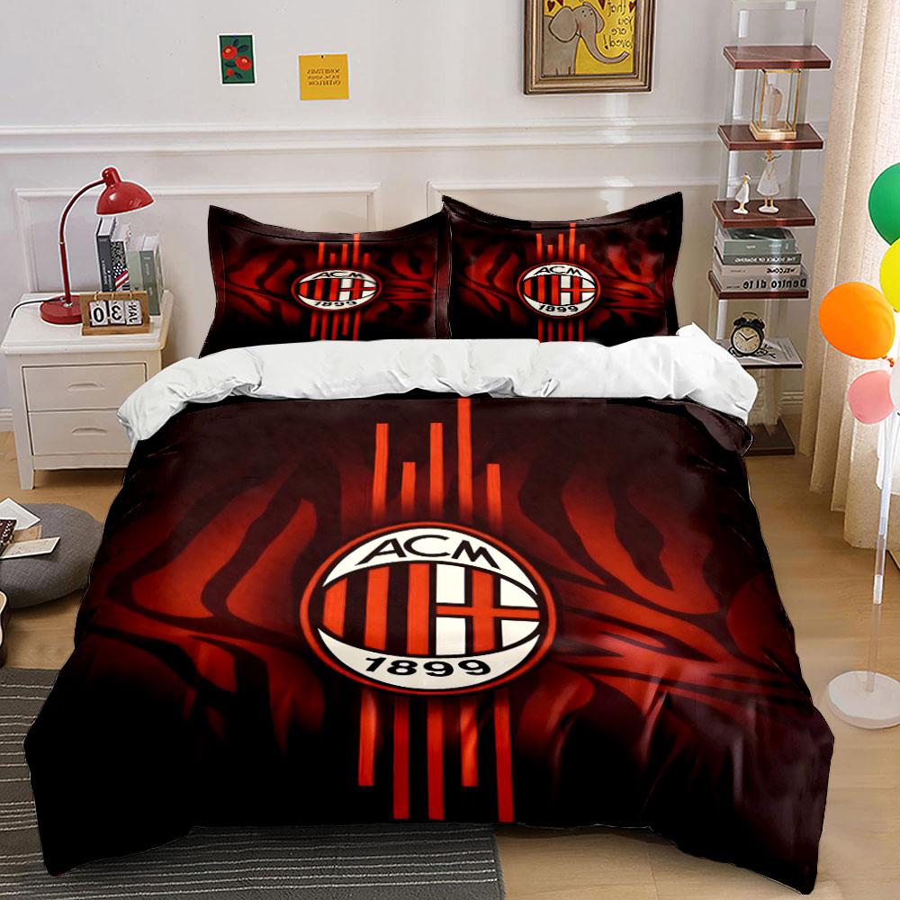 AC Milan Logo Red Design Bedding Duvet Cover Set Duvet Cover Pillowcases (1*Duvet Cover 2*Pillowcases, Without Duvet Insert)
