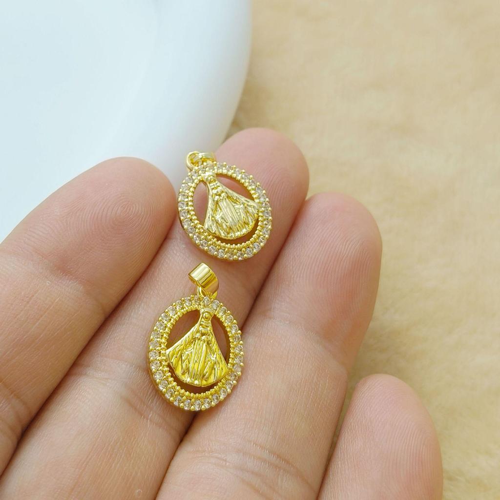 Gold-Plated Virgin Mary Pendant Necklace - Handmade Heart Design