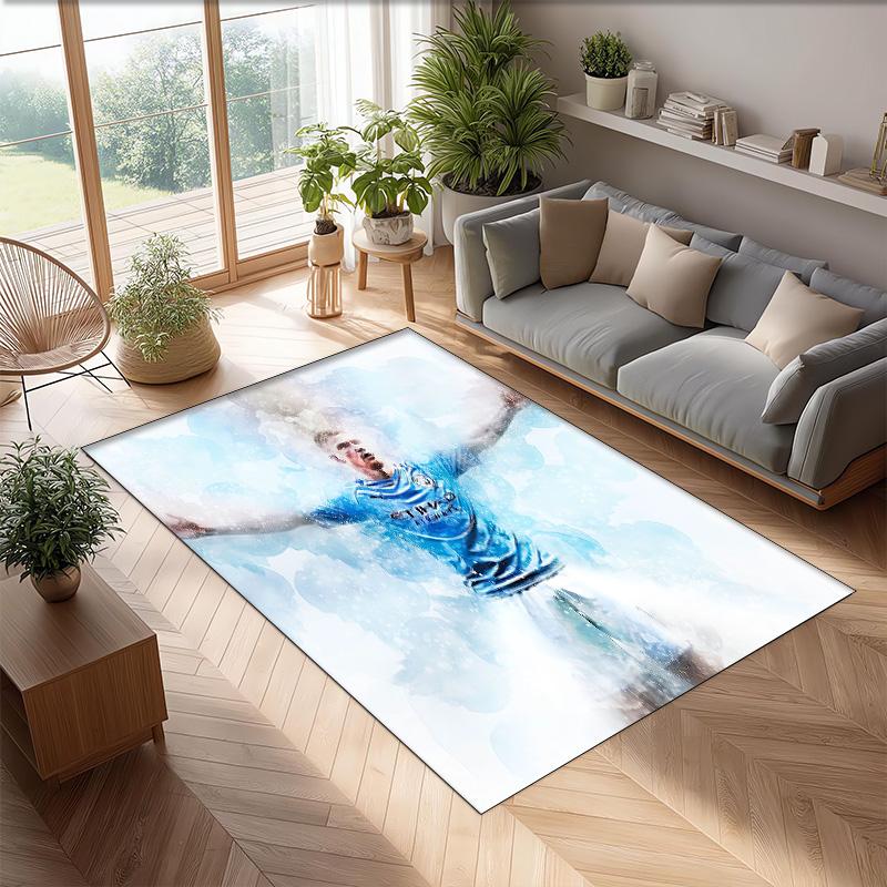 Kevin De Bruyne Bedruckter Flanell-Teppich rutschfest weicher Polyester-Bodenbelag Indoor Dekorationsmatte für Schlafzimmer Wohnzimmer Sofa