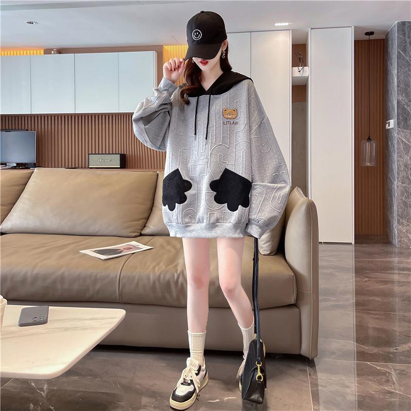 Giacca casual da donna autunno versione coreana sciolto design semplice cappotto da orso stile college abbigliamento da studente tendenza moda felpe con cappuccio y2k
