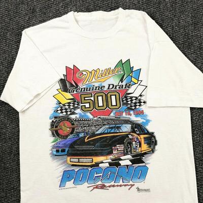 T-shirt unisexe vintage Miller RACING de la course NASCAR Pocono 500