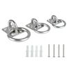 4Pcs Square Pad Eyes Plate Eyes Hook with Round Rings Stainless Steels Circular Door Catches Heavy Duty Mounting Hook