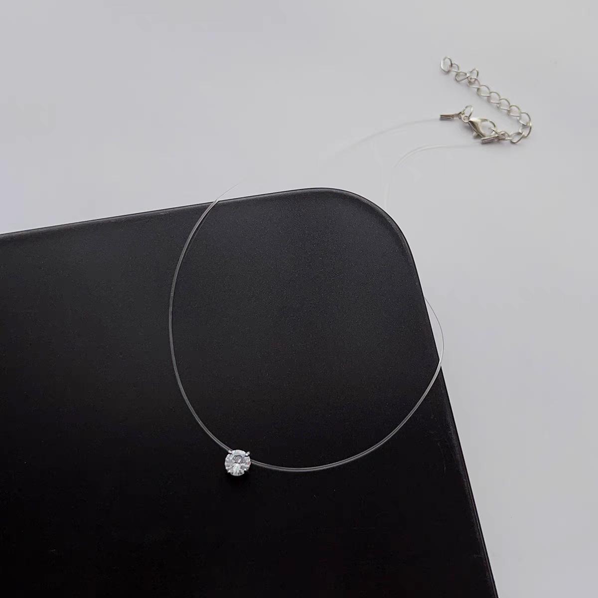 Mermaid s Tear Zircon Necklace: Sparkling, Invisible Fishing Line, Versatile, High-End Layering Necklace.