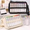 Large-Capacity Marker Storage Bag 64 Pieces Layered Handheld Diagonal Shoulder Transparent Bag Watercolor Pen Finishing Box