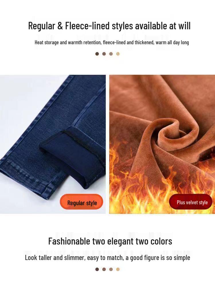 2025 Damen Fleecegefütterte Elastische Taille Schlankmachende Hohe Taille Stretch Skinny Straight-Leg Jeans