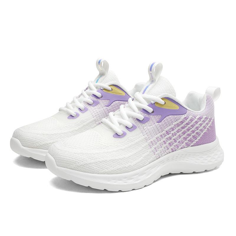 Simple casual comfortable sports shoes gradual change purple color matching thick sole comfortable commuting outdoor breathable mesh flying woven shoe