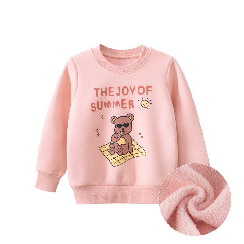 27Home Korean Style Kidsren's Clothing Autumn and Winter 2026 New Kidsren's Sports Sweatshirts Fleece Shirts Baby Bear Clothes