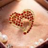 Korean-Style Rhinestone Heart Brooch: Elegant Women's Cardigan Accessory