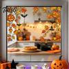 Decorative Glass Stickers for Halloween 2Pcs Stained Style Window Film, Hanging Vine Stickers, Christmas Easy Apply Film Static Clings Holiday