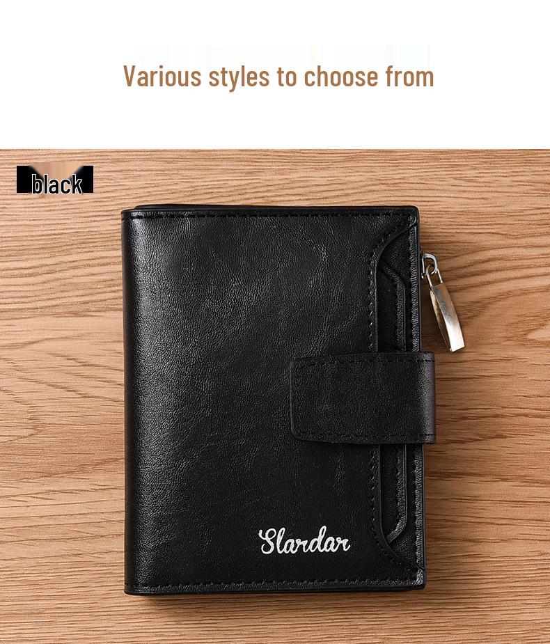 Men's Youth Trifold Leather Wallet with Multi-Card Slots - Stylish Korean Vertical Design