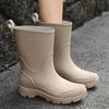 Fashion Medium Tube Men's Rain Shoes Outdoor Platform Waterproof Rain Boots Non-slip Kitchen Rubber Shoes Versatile Car Wash Shoes