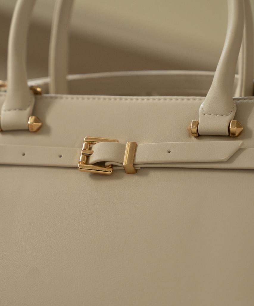 David Jones Madeleine 3-Way Belted Tote Leather Bag_Almond Milk (Cm8243)