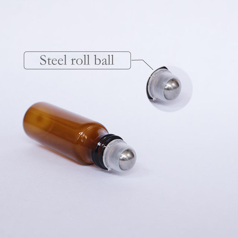 20 Stück/50 Stück/100 Stück Bernstein Glas Roll-on Flasche mit Glas- und Metallkugel Braunes Dünnes Glas Roller Ätherische Öle Fläschchen