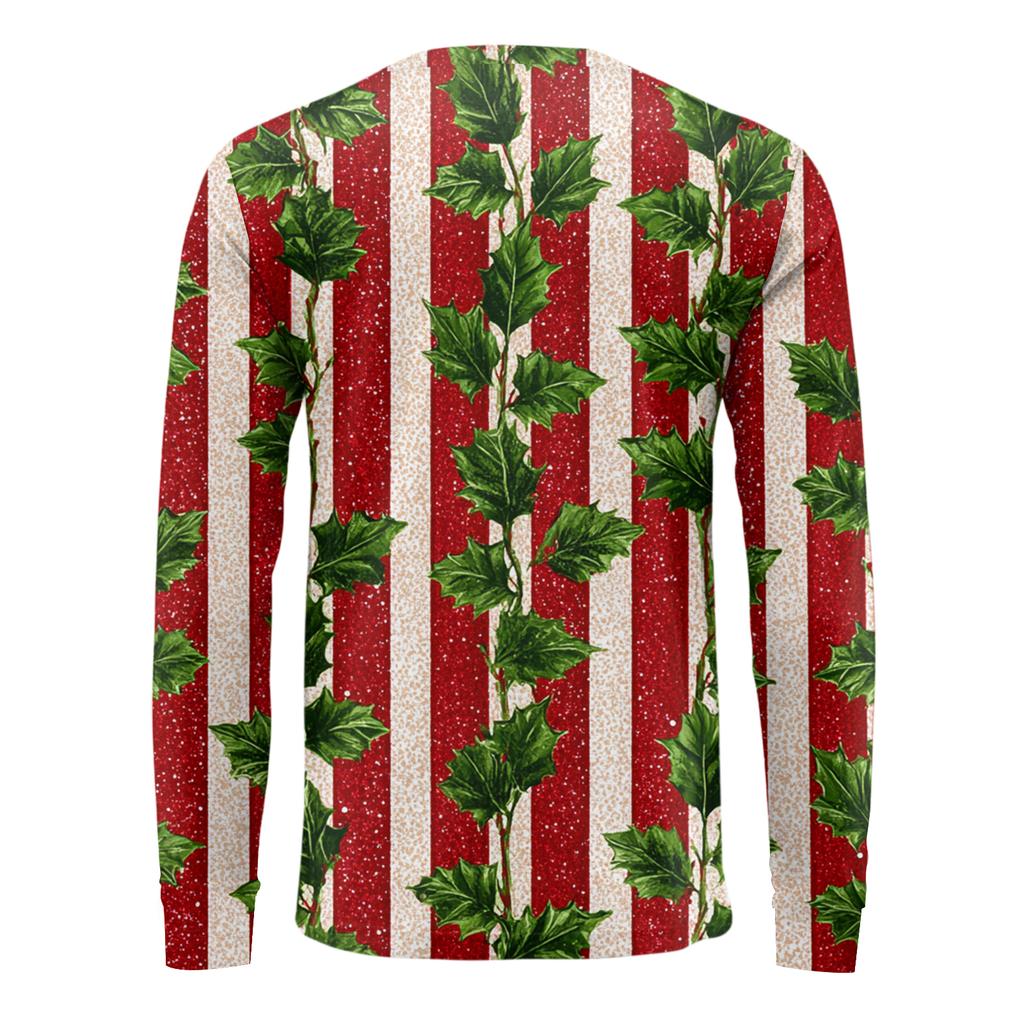 Men's Fashion Printed V-Neck Casual Long-Sleeved T-Shirt Bottoming Shirt Top