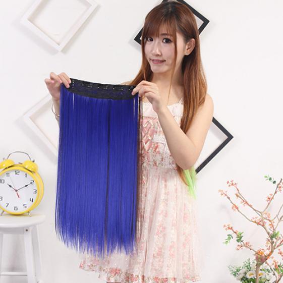 Mixed Color Clip in Straight Long Hair Extension Cosplay Party Women Hairpiece