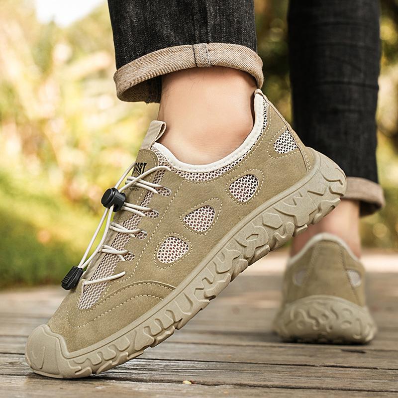 New Men's Casual Shoes Outdoor Mesh Hiking Shoes Summer Breathable Sports Running Shoes Non-slip Hard-Wearing Work Footwear
