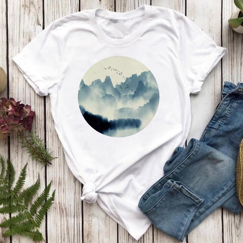 T-Shirt For Women Harajuku T-Shirts Cartoon Graphic Tshirt 90S Girl Fashion Top Female Casual Tees Short Sleeve T-Shirt Femme