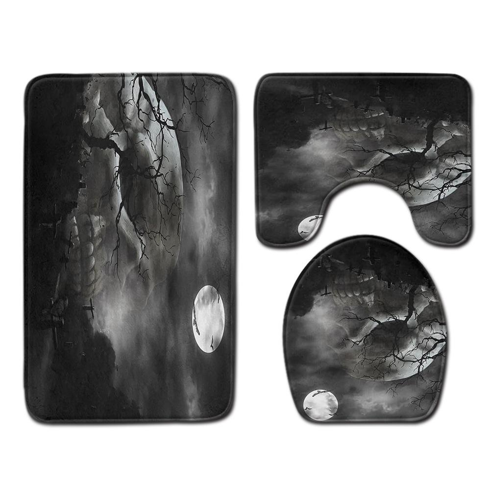Halloween Bathroom Toilet Three-Piece Floor Mat Doormat Bathroom Carpet