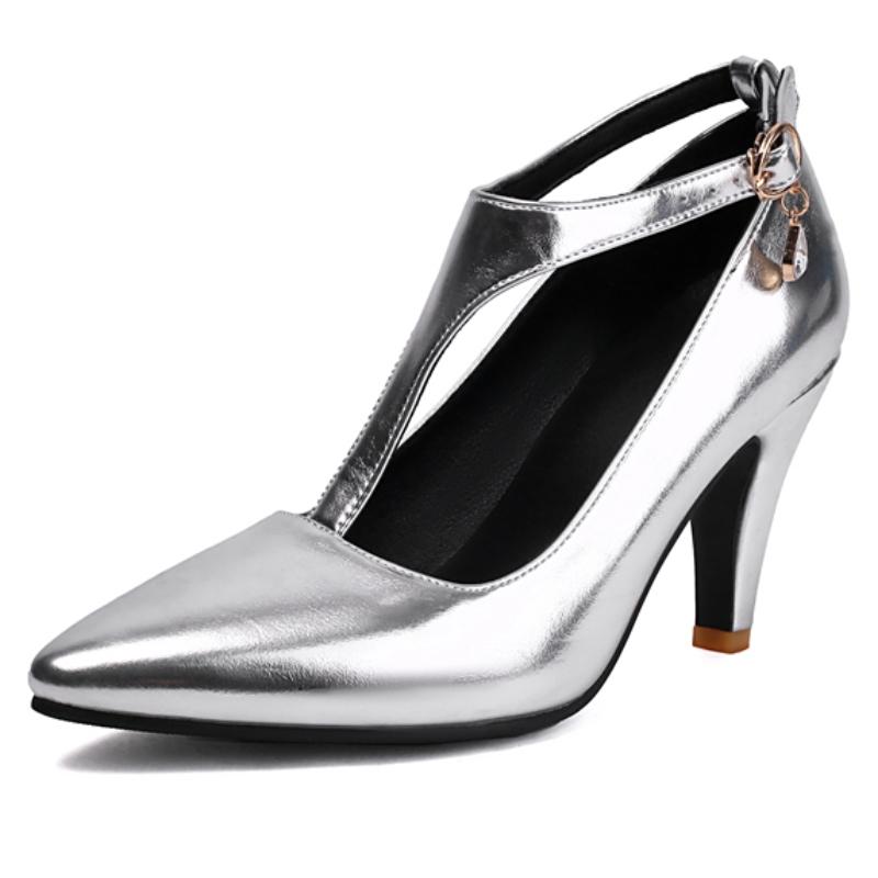 

Элегантные женские туфли-лодочки на высоком каблуке Модные туфли с острым носком Золотые Красные Серебристые На каблуке Вечерние Свадебные Офисные туфли Женские 2025 Весна 38