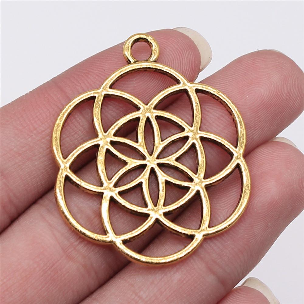 10pcs The Flower Of Life The Seed Of Life Charms Tibetan Silver Color Pendants Antique Jewelry Making DIY Handmade Craft