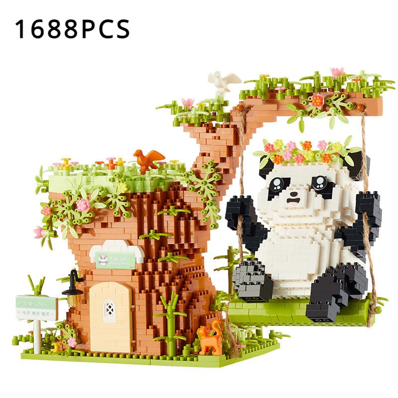 Swing Panda Pen Holder Ornament Children's Educational Building Block Toys