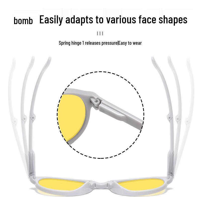 Portable Night Vision Anti-Blue Light Glasses for Men and Women - Folding Spring Leg Design, Ideal for Mobile, Computer, and Gaming Use.