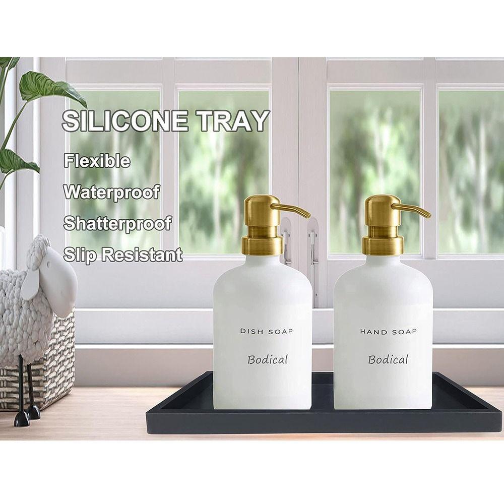 Silicone Bathroom Counter Tray Rectangular/Oval Countertop Valet Tray Bathroom Vanity Tray  Kitchen