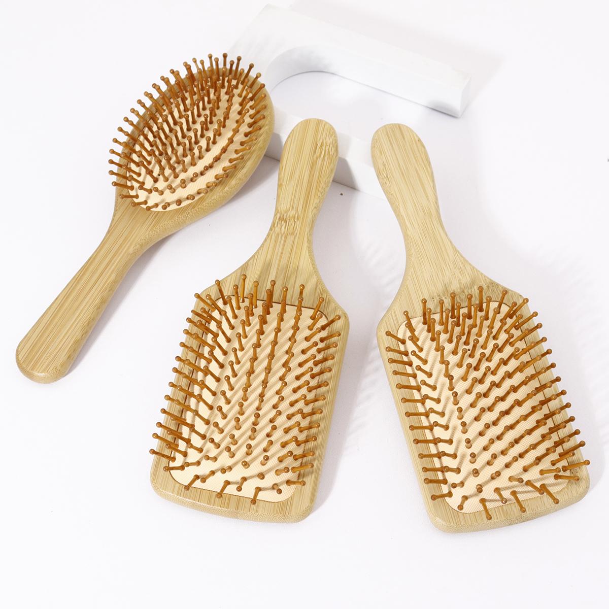 

3pcs bamboo air cushion comb set, with bamboo bristles, natural bamboo anti-static hair massage brush,Special for real hair wigs