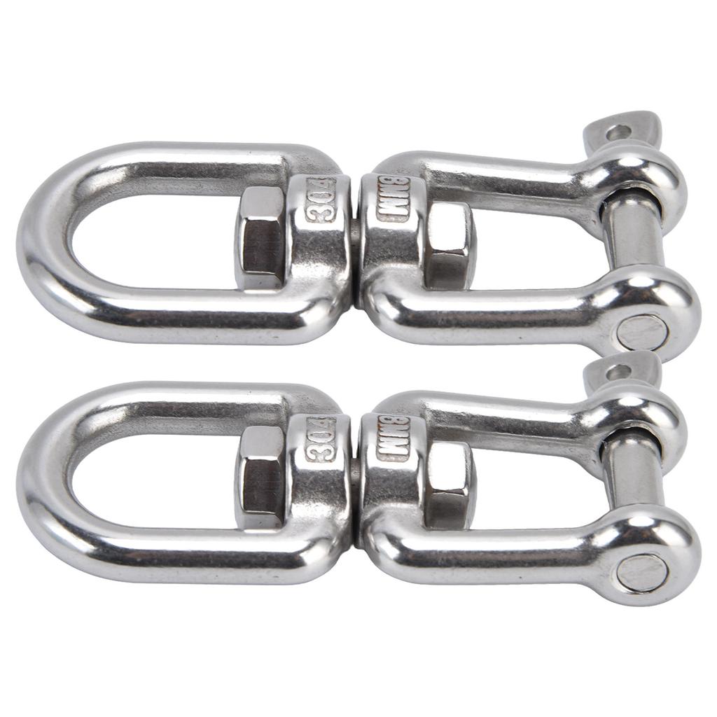 2Pcs 8mm 360 Degrees  Rotating Ring Snap 304 Stainless Steel OX Detachable Chain Shackle Hooks