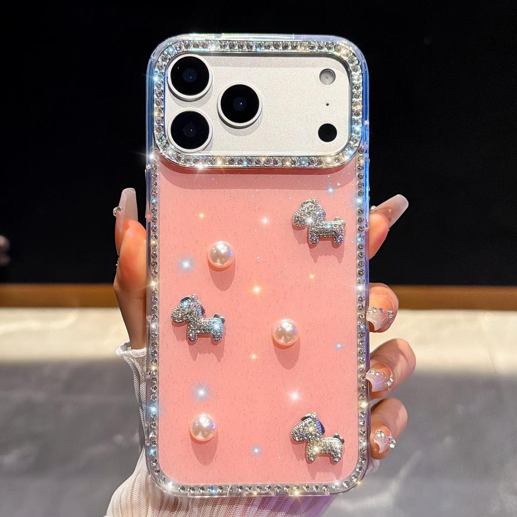 iPhone 17 Pro Max Pearl Pony Rhinestone Protective Case