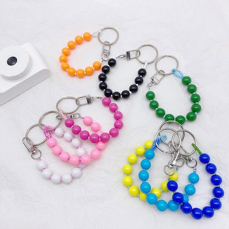 Colorful Beaded Keychain Unique Phone Charm Chain Eye Catching Keyring Decoration Bag Pendant for Various Occasion