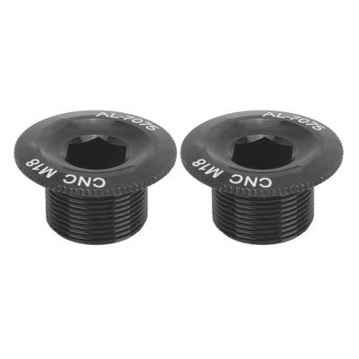 2 Pièces Boulons de Fixation de Manivelle de VTT Vélo Alliage d'Aluminium Cache de Manivelle Bouchon à Vis M18 Noir