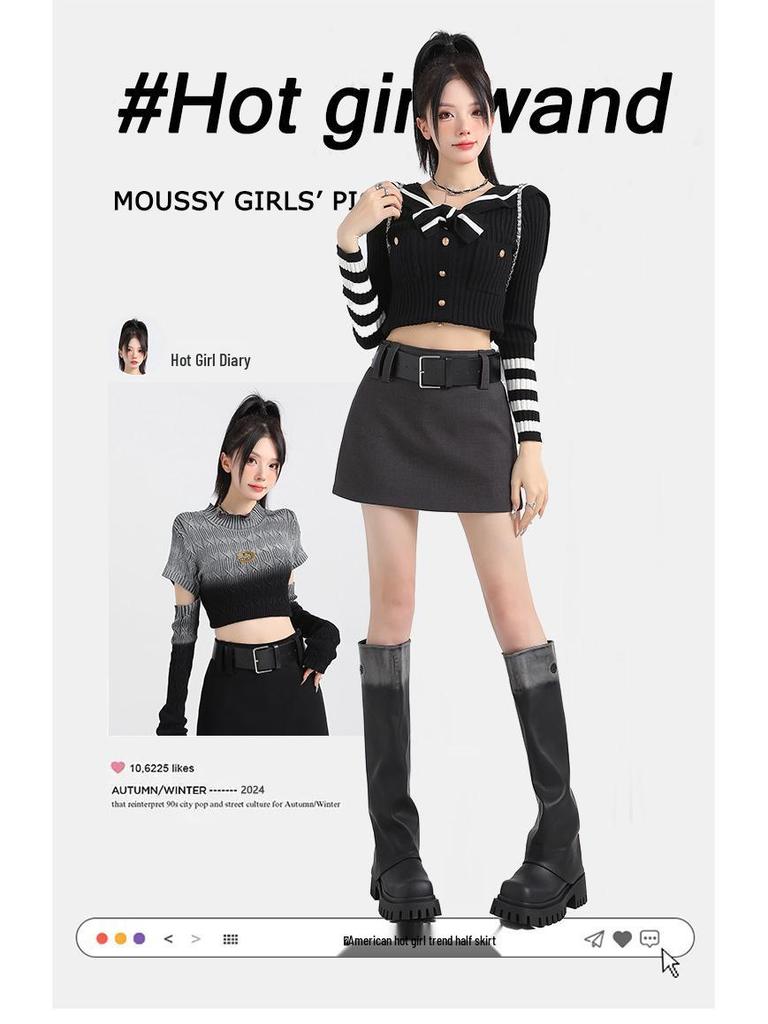 Korean Style Low Waist Slim Fit Midi Skirt for Women - 2024 Autumn Collection