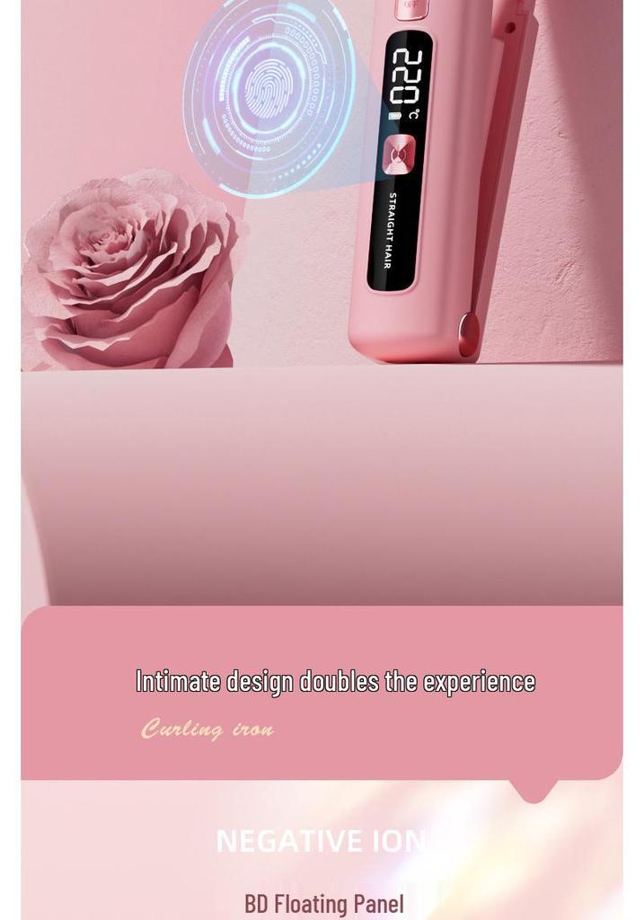 Dual-Use Ceramic Hair Curler & Straightener - Rechargeable, Portable, Non-Damaging